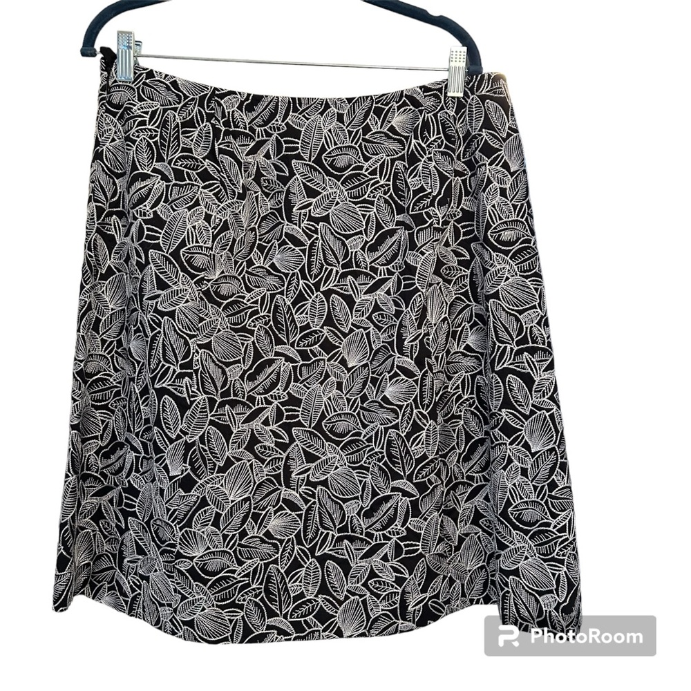 Talbots Black Cotton Embroidered A-Line Skirt Size 16